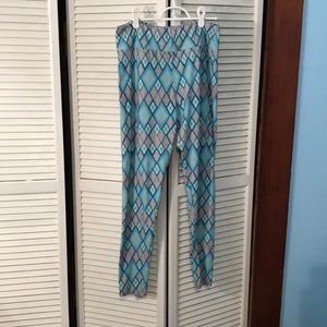 LuLaRoe Blue Pink Yellow Patterned TC Leggings